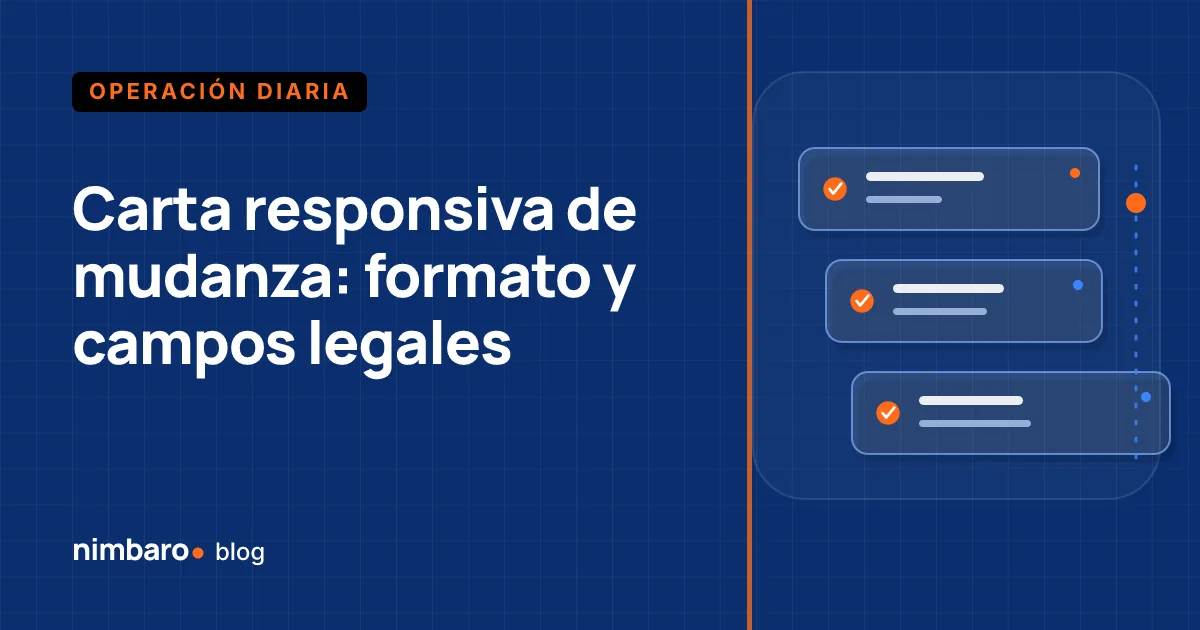 Carta responsiva e inventario de menaje firmados sobre una caja durante la carga de una mudanza