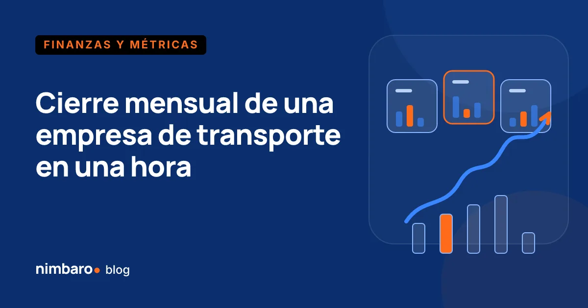 Checklist de cierre mensual de una empresa de transporte con siete bloques y el tiempo asignado a cada uno
