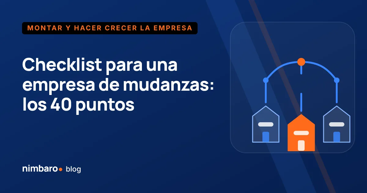 Checklist de arranque de una empresa de mudanzas con sus cinco bloques de puntos marcados