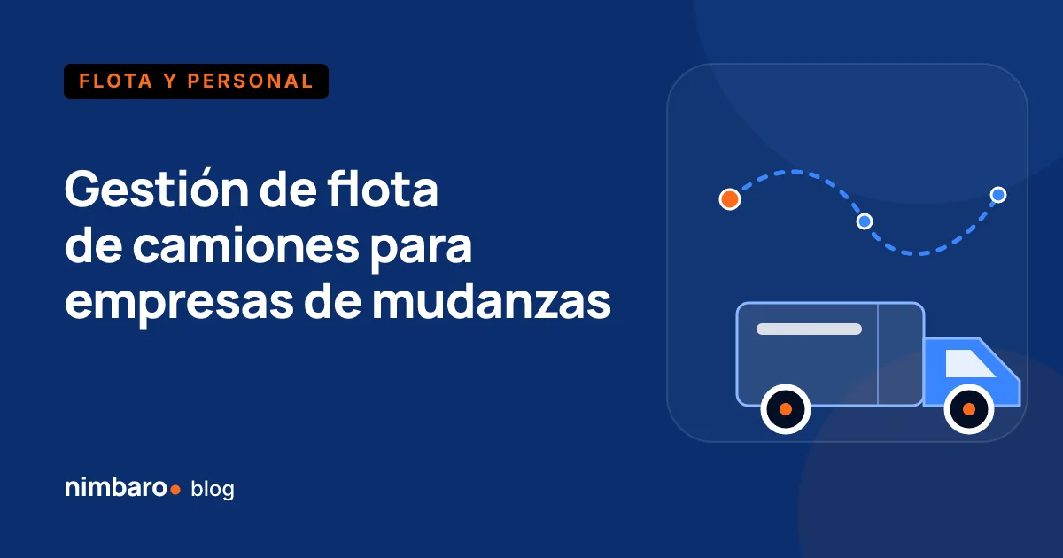 Patio con camiones de mudanza y tablero de control de unidades, costos y asignación diaria
