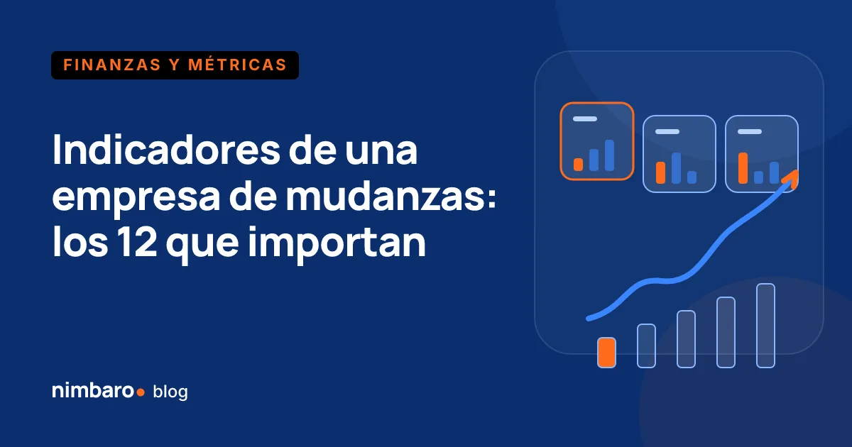 Tablero con los doce indicadores de una empresa de mudanzas agrupados en comercial, operativo, financiero y calidad