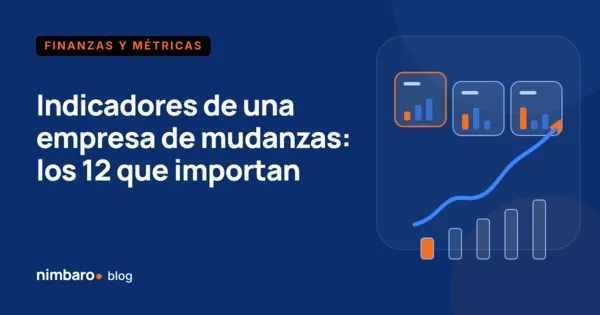 Tablero con los doce indicadores de una empresa de mudanzas agrupados en comercial, operativo, financiero y calidad