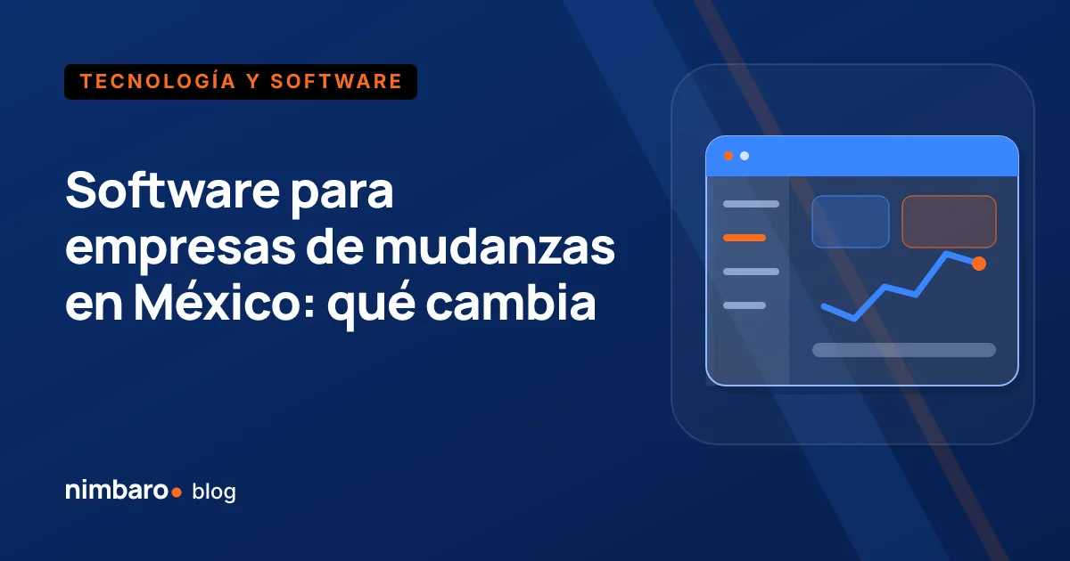 Pantalla de gestión de mudanzas con importes en pesos y código postal mexicano junto a un camión de mudanza