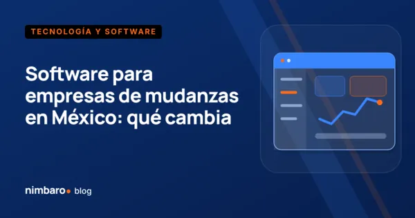 Pantalla de gestión de mudanzas con importes en pesos y código postal mexicano junto a un camión de mudanza