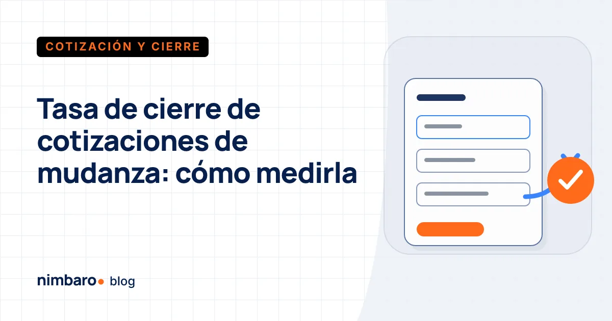 Embudo de cotizaciones de mudanza con las cuatro tasas del proceso anotadas en cada tramo